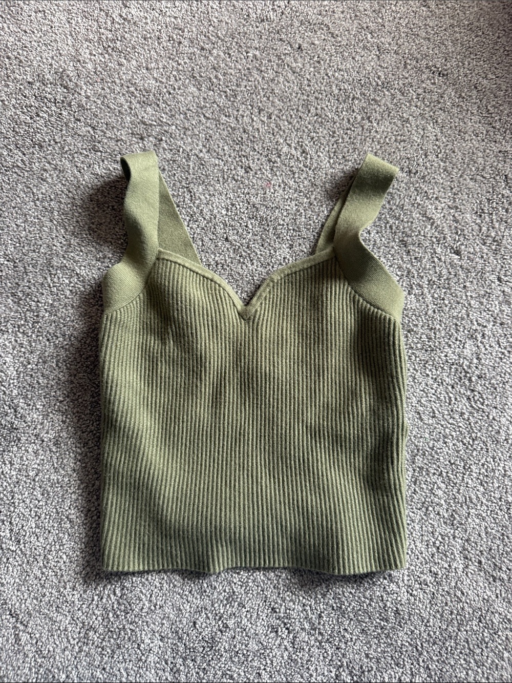 Abercrombie & Fitch Olive Ribbed V-Neck Tank